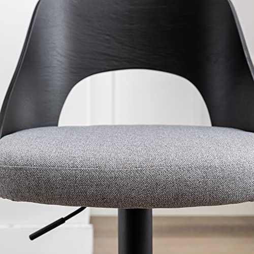 Modern Swivel Barstools with Back and Footrest - Black (Set of 2)