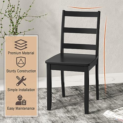 Modern Farmhouse Dining Chair Set of 4 Black Rubber Wood Legs