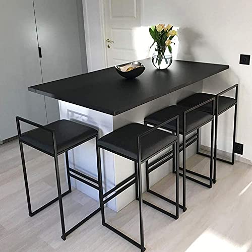 3-Piece Velvet Upholstered Counter Height Barstool Set, Black (26")