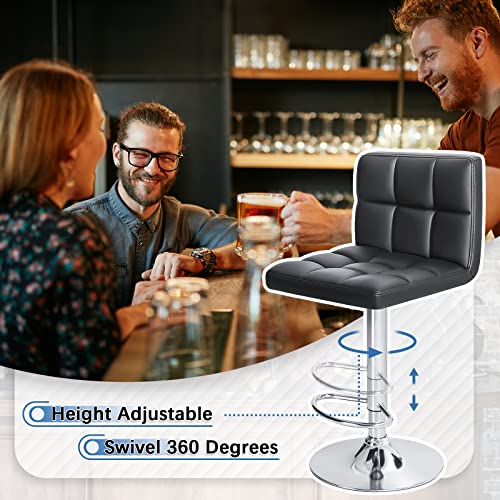 Modern Adjustable Swivel Barstools for Kitchen Counter, Set of 2