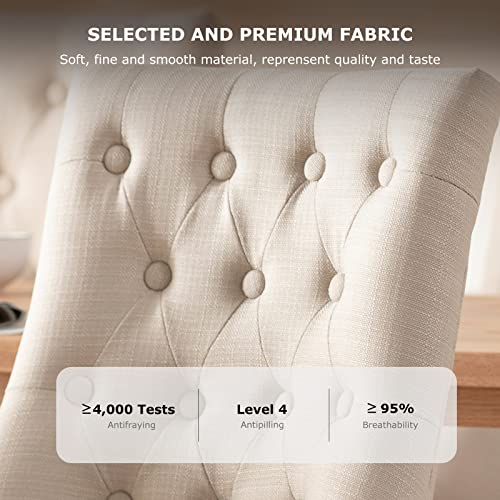 Beige Tufted Wingback Dining Chair Set of 4