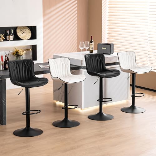 Two Black Adjustable Bar Stools for Kitchen Island.Counterfeit-Free
