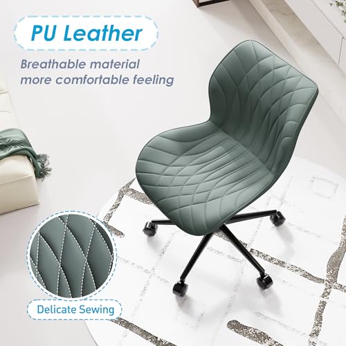 Grayish Green Modern Armless Office Chair for Home Office