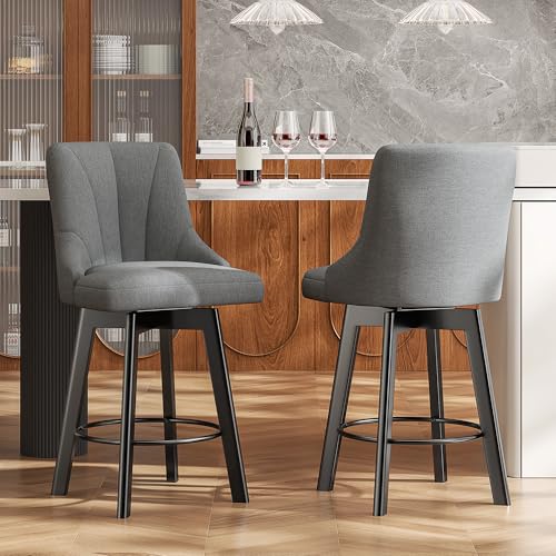 2-Piece Fabric Swivel Bar Stool Set for Kitchen Island Home Bar