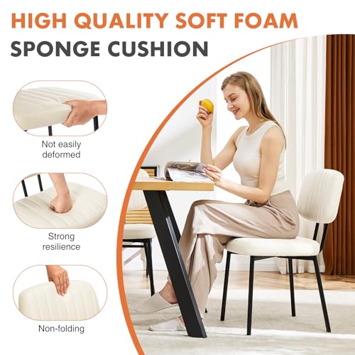 Cream Upholstered Dining Chair Set of 4