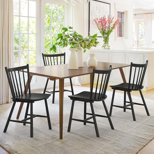 4 Piece Farmhouse Wooden Dining Chair Set for Kitchen and Dining Room
